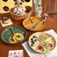 Ceramic Round Three-Compartment Plate Weight Loss Fat Reduction 211 Divided Plate Children'S Dining 