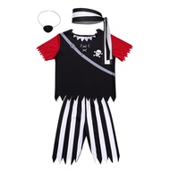 NEW Striped Pirate Outfit for Children Skull Pattern Costume with Adjustable Bandana Eye Mask Hallow