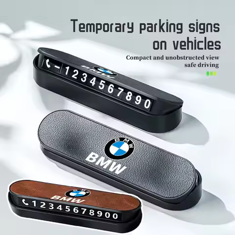 Suede Temporary Car Parking Phone Number Card Plate Park Stop For BMW M 1 3 4 5 6 7 Series M3 M6 F01
