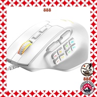 Red Samurai wired gaming mouse in white features 15 buttons, supports MMO/FPS, has a 12400 DPI, RGB 