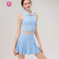 AirActive Leisure Yoga Sports Set Zip Padded Sports Top And High Waist Tennis Skirt Antibacterial