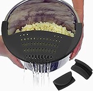 Salbree Silicone Snap Vegetable and Ground Beef Grease Strainer fits the 6qt Instant Pot and Snaps to the 6 quart Instapot Pressure Cooker Inner Pan Small Mitts Set Included (6qt, black)