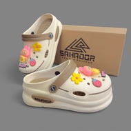Sahador women's bread slippers with unique Labubu sticker, 6cm high sole, soft and high quality mate