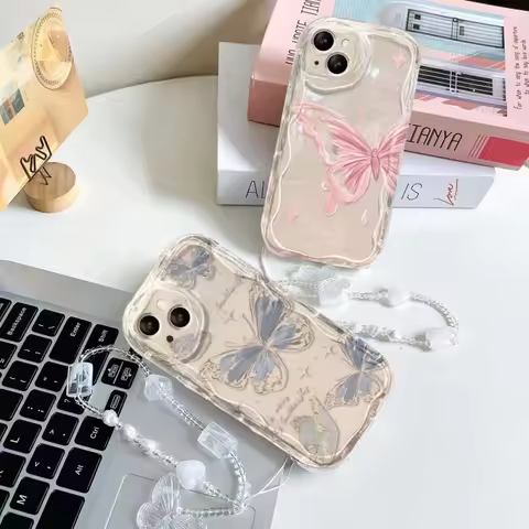 INS Cute Butterfly Chain Case For Motorola Moto Edge 50 Fusion Pro Ultra G84 G14 E13 E14 G35 G22 G30