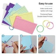 300 Pack Index Cards, 3inch X 5inch Ruled Index Cards with Ring, Colored Lined Flash Cards, Both Sid