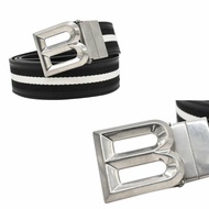 【門市全新現貨】BALLY B Bold 霧面頭 LOGO 皮革帆布皮帶腰帶 95cm / 100cm  (附原廠塵袋)