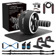 Ab Roller Wheel, 10-In-1 Ab Exercise Wheels Kit with Resistance Bands, Knee Mat, Jump Rope, Push-Up