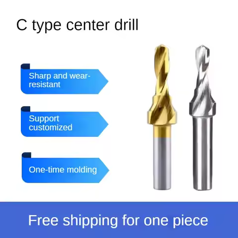 Type C Step Center Drill, Ti-coated M2 HSS, One-step Drilling & Chamfering, for Metal Spot Drilling