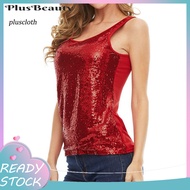 <[CDATA[Women's Sequined Top - Sleeveless Round Neck for Stage Shows & Parties]]>
