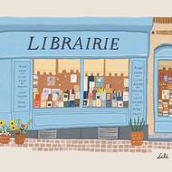 法國粉藍獨立書店(含A4畫框)