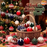 INTOO Christmas Ball Ornaments, Flocked 6cm Flocked Christmas Baubles, Gifts Glitter Accents Christm