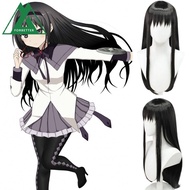 FORBETTER Puella Magi Madoka Magica, Halloween Party Heat Resistant Homura Akemi Cosplay Wig, Role Play Natural Anime Magical Girl Long Black Wig Women