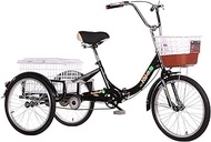 Bike 3 Wheels Foldable Adult Tricycle 20inch Trike Cruiser Bike with Cargo Basket Tricycle for Seniors Women Men Picnics Shopping Cycling Pedalling