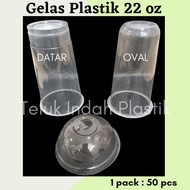 50pcs Plastic Cups 22oz U Cup Plastic Cup Flat Oval 22 oz