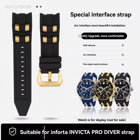 26mm Dedicated curved interface strap For Invicta Pro Diver large dial Quartz Men's watch silicone W