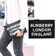 BURBERRY 8008543 燙印英字LOGO大容量手拿包.黑