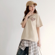 OB Strictly Selected Pure Cotton Heart Letter Embroidered Long Top < AB21272 >