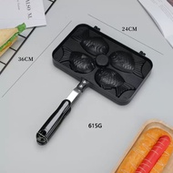 Kitchen Double Fish Shaped Hot Dessert Waffle Cake Maker Pan Japanese Pancake Double Pan Fry Pan Waf