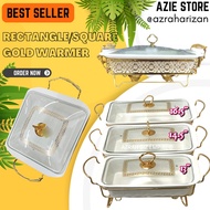 RECTANGLE QUEENS GOLD FOOD WARMER / BUFFET GOLD / BUFFET FOOD TRAY / BUFFET SET PETAK GOLD