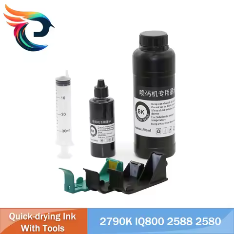 100ml/500ml Refill Quick-drying Solvent Ink 12.7mm/25.4mm Portable Handheld Printer 2790K IQ800 2588