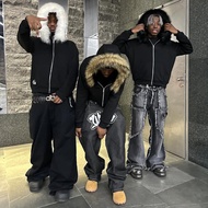 Y2k Style Street Rock Style Punk Style Men Women Trendy Jacket Fur Collar Jacket