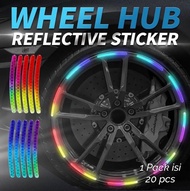 Sticker Rainbow Reflektor Velg Mobill Dan Motor isi 20pcs Sticker Reflektor / Sticker Velg kendaraan