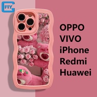 เคสเคสสำหรับ VIVO T1 S1โปร S1 S10โปร V25 S10 S15โปร V11i V9 V15 V20โปร V23 V23โปร V23E ขอบลอนโปรโปร X50 X60 X60โปร X70 X70โปร X80น่ารักหมีสตรอเบอร์รี่สีชมพูน่ารักหมีสำหรับเคสกันกระแทกโทรศัพท์แบบนิ่มสำหรับเด็กผู้หญิง