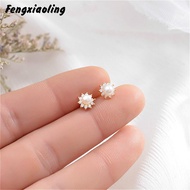 100 Authentic 925 Sterling Silver Flowers Earrings Exquisite Sun Flower Shell Beads Stud Earrings For Women New Fashion Jewelry