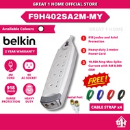 Belkin F9H402SA2M-MY 4 Way Surge With Ariel Protection Power Strip Extension Plug Power Socket With 