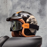 ORZ Retro หมวกกันน็อคมอเตอร์ไซค์ครึ่งเปิด Retro Cruising 3/4 หมวกกันน็อคคู่ร้านกาแฟหมวกรถจักรยานยนต์