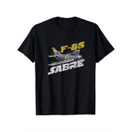 Mens F-86 Sabre Jet Graphic T-Shirt - Vintage Military Aircraft Design, Cotton, Loose & Comfortable