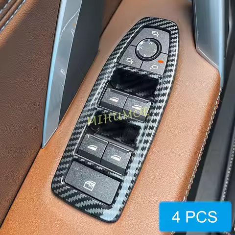 Carbon Fiber Interior Door Window Switch Panel Cover Trims For BMW X1 iX1 U11 X2 iX2 U10 2023 2024 2