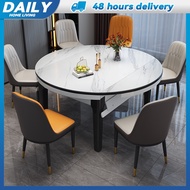 Dining Table Rock Plate Simple Modern Household Multifunctional Telescopic Folding Round Light Luxur