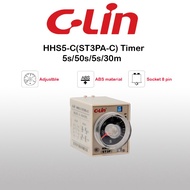 Timer ON Delay Unit 0.5s-5s/50s/5min/30min Model HHS5-C (ST3PA-C) Size 41*55*84mm. "C-LIN"