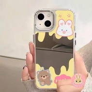 Cute Couple Bear Rabbit Mirror Phone Case For Vivo IQOO Z10 Z9 Turbo+ Z9X Z9s Pro U5E U5X U5 U3 U3X 