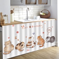Skirting Kabinet Dapur Self-adhesive Cartoon Cat Cabinet Curtain Skirting Dapur Curtains Kitchen Cab