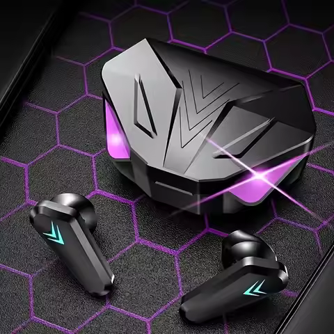 Gaming Headset with LED Display, X15 TWS Wireless Bluetooth Headphones Touch Control Earbud with Mic