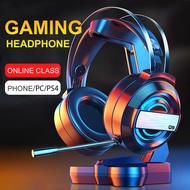 【Ready Stock】Gaming Headset Headphone LED light Game Headphones with mic Microphone wired haedphone 