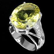 RING natural 9.1CT YELLOW LEMON QUARTZ ORIGINAL 925 SILVER SIZE 6