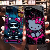 HK-26 Halloween Hello Kitty Glass Casing for OPPO Realme F7 A7 A12 F9 A12S A11K F5 A5S 2 Pro