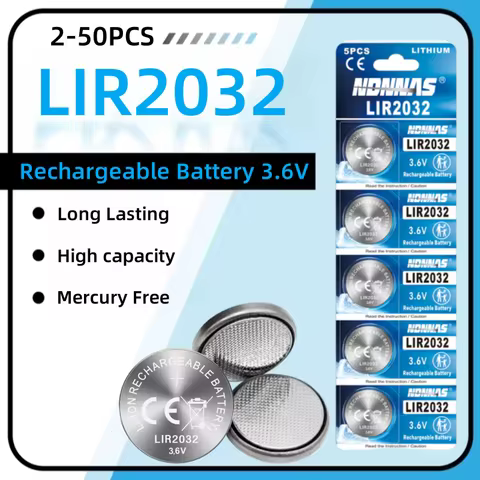2-50PCS LIR2032 Rechargeable Battery 2032 Lithium charging Can Replace CR2032 for watches