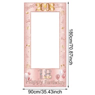 Pink Gold Sweet 18th Happy Birthday Photo Frame Backdrops Shining 18th Birthday Party Photo Booth Pr
