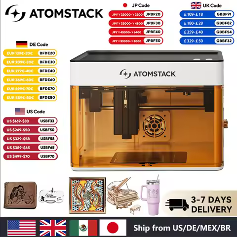 Atomstack P1 Mini Portable Laser Engraver 5W DIY Bluetooth Machine Painted Dog Tag Paper Leather Woo