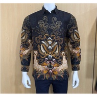 RICARDO kemeja batik pria lengan panjang HITAM 32581