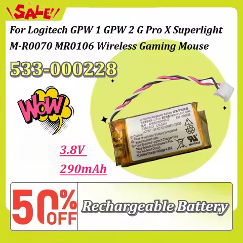 3.8V 290mAh 533-000228 AHB521630HPJT Wireless Gaming Mouse Battery For Logitech GPW 1 GPW 2 G Pro X 