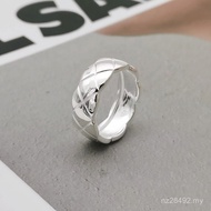 Cross Sterling Silver Sanli Ring Korean Version Ring Female Diamond Check S925 Silver Influencer Ind