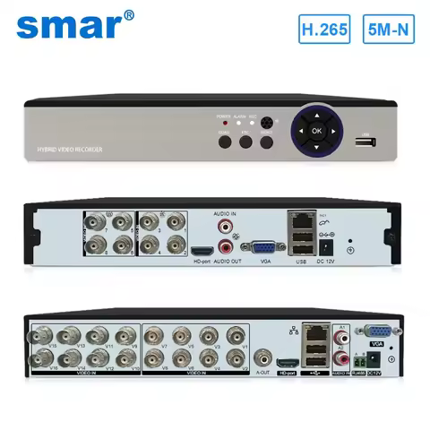 Smar 8CH 16CH 5M-N 5 in 1 Hybrid DVR Video Recorder for AHD Camera Analog Camera 5MP IP Camera P2P N