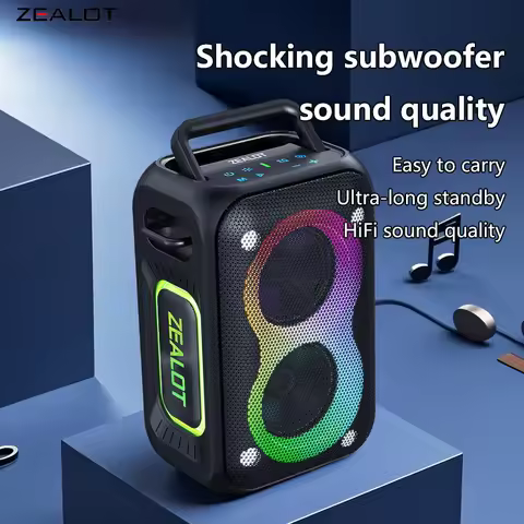 ZEALOT PT02 60W Wireless Party Speaker with RGB Lights - Long Battery Life 8000mAh Hi-Fi Audio Porta