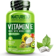 [PRE-ORDER] NATURELO Vitamin E - 180 mg (300 IU) of Natural Mixed Tocopherols from Organic Whole Foods - Supplement for Healthy Skin, Hair, Nails, Immune &amp; Eye Health - Non-GMO, Soy Free - 90 Vegan Capsules (ETA: 2023-08-31)