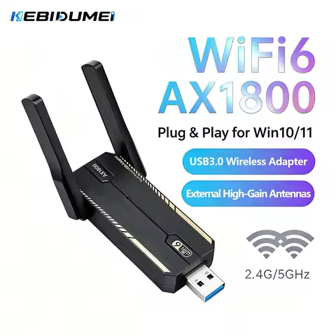 Kebidumei AX1800 USB 3.0 WiFi 6 Adapter Dual Band 2.4G/5G Wireless Network Card MU-MIMO WPA3 for PC 